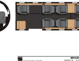 Beechjet 400 cabin layout diagram with seating configuration and cockpit section.