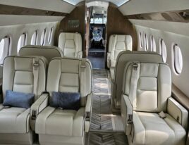Falcon 2000 cabin showing complete club and conference seating