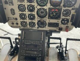 Instrument panel and center console avionics stack of a 1999 Bell 407 helicopter