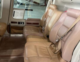 Three-place rear bench seat in 1999 Bell 407 helicopter cabin