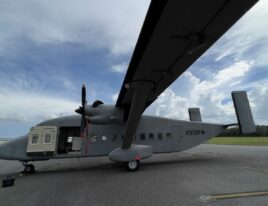 C-23B+ aircraft wide-angle view showing full left profile