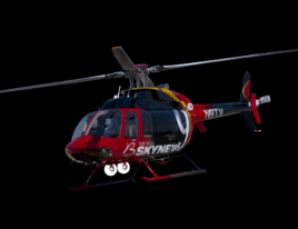 1999 Bell 407 helicopter in SkyNews livery isolated on white background